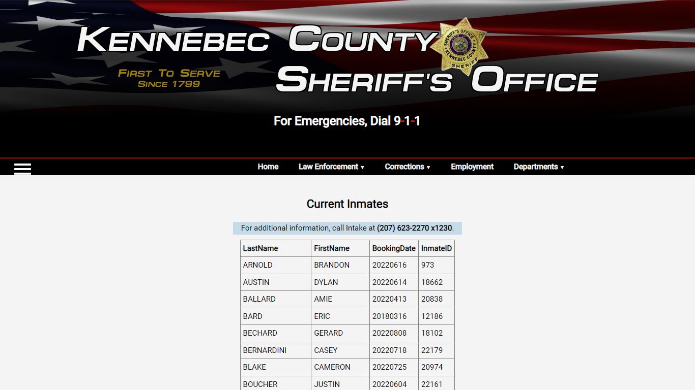 Current Inmates - Kennebec County Sheriff's Office